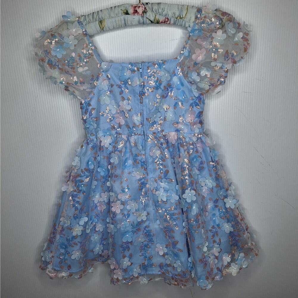 Rare Edition Sequin Floral Dress Girls 5 Fluffy Princess Fancy Party Puff Sleeve - Picture 9 of 9